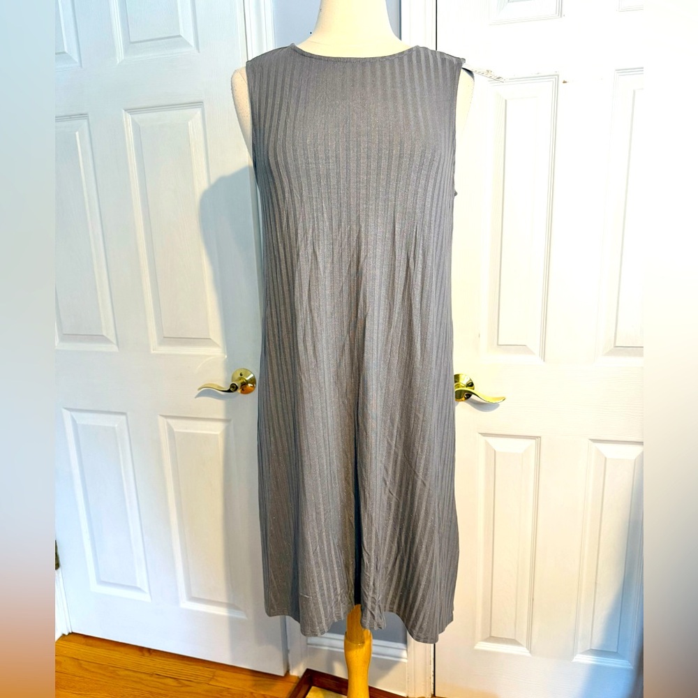 Apt 9 Gray Metallic Pinstripe Sleeveless Dress